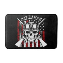 Personlig NAMN Soldier Skull Dual Guns USA flagga