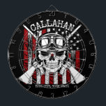 Personlig NAMN Soldier Skull Dual Guns USA flagga Darttavla<br><div class="desc">Personlig NAMN militärsoldat Skull med korsat skjutvapen USA amerikansk Flagga - Anpassa med ditt namn eller Anpassningsbar Text.</div>