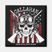 Personlig NAMN Soldier Skull Dual Guns USA flagga