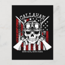 Personlig NAMN Soldier Skull Dual Guns USA flagga