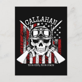Personlig NAMN Soldier Skull Dual Guns USA flagga Vykort