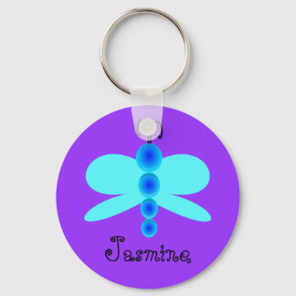 Personlig Namn Söt Blue Butterfly Nyckelring