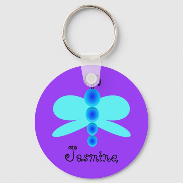 Personlig Namn Söt Blue Butterfly Nyckelring (Framsida)