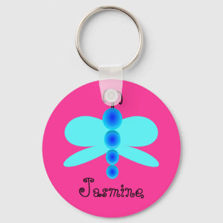 Personlig Namn Söt Blue Butterfly Nyckelring
