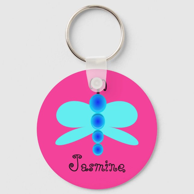 Personlig Namn Söt Blue Butterfly Nyckelring (Framsida)