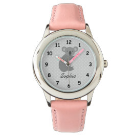 Personlig namn söt koala björn rosa tjejer tittar  armbandsur