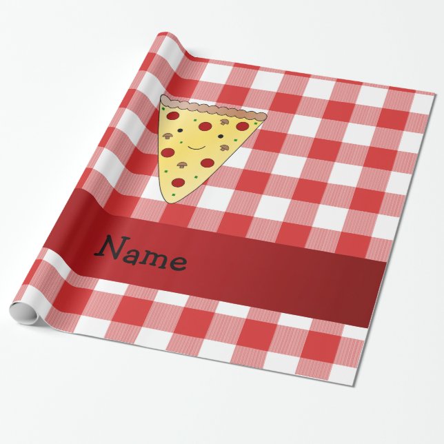 Personlig namn (söt pizza) presentpapper (Utrullad)