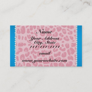 Personlig namn söt rosa leopard blue rand visitkort