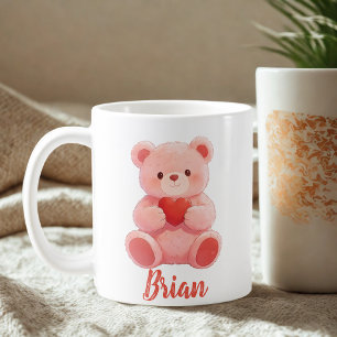 Personlig Namn Söt Teddybjörn Kaffemugg
