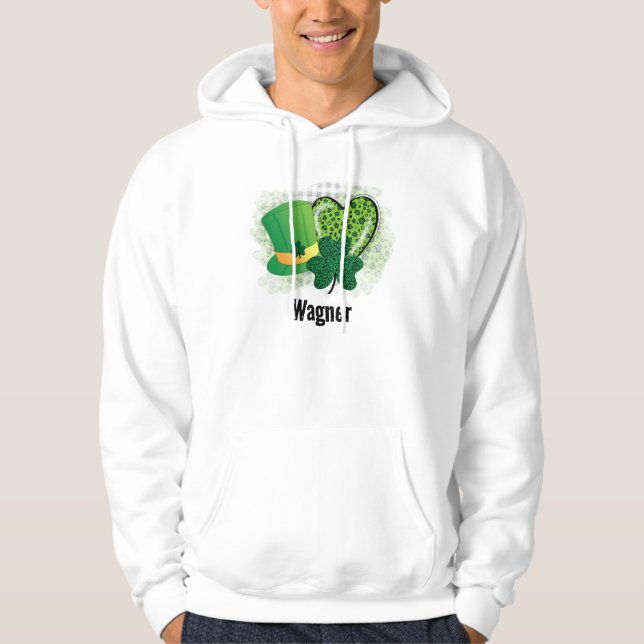 Personlig Namn St patricks day Shamrock Klöver Hoodie (Framsida)