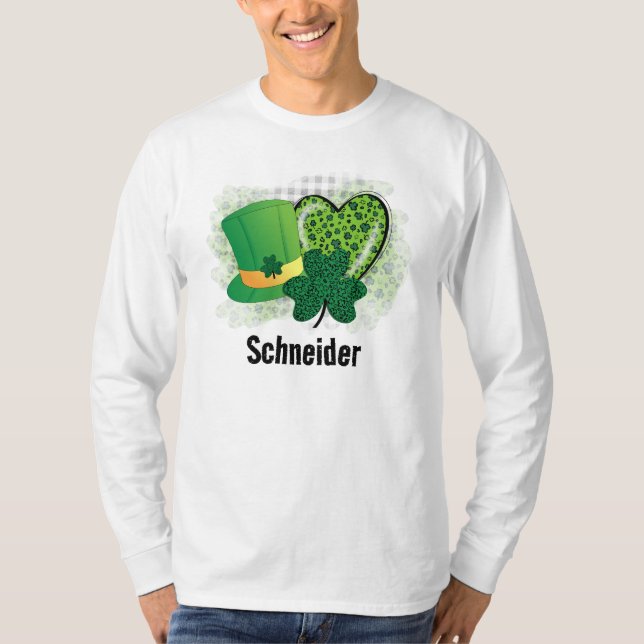 Personlig Namn St patricks day Shamrock Klöver T Shirt (Framsida)