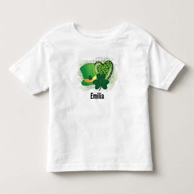 Personlig Namn St patricks day Shamrock Klöver T Shirt (Framsida)