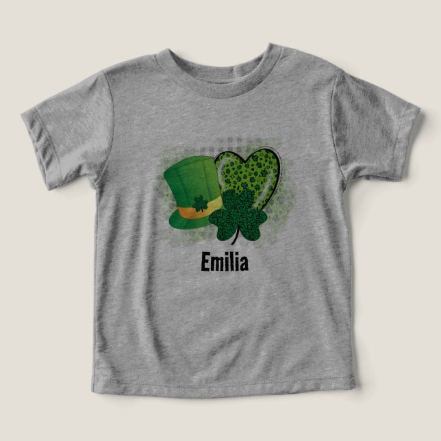 Personlig Namn St patricks day Shamrock Klöver T Shirt (Design Framsida)