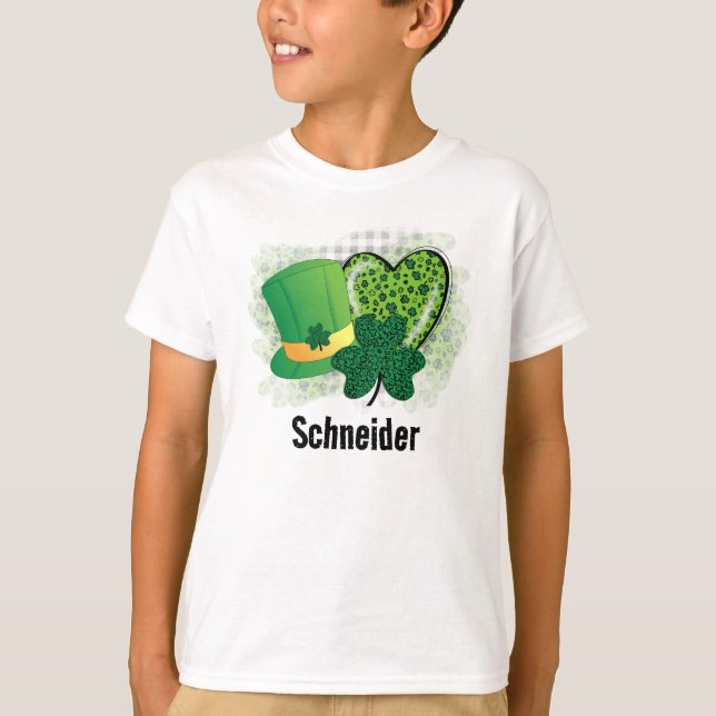 Personlig Namn St patricks day Shamrock Klöver T Shirt (Framsida)
