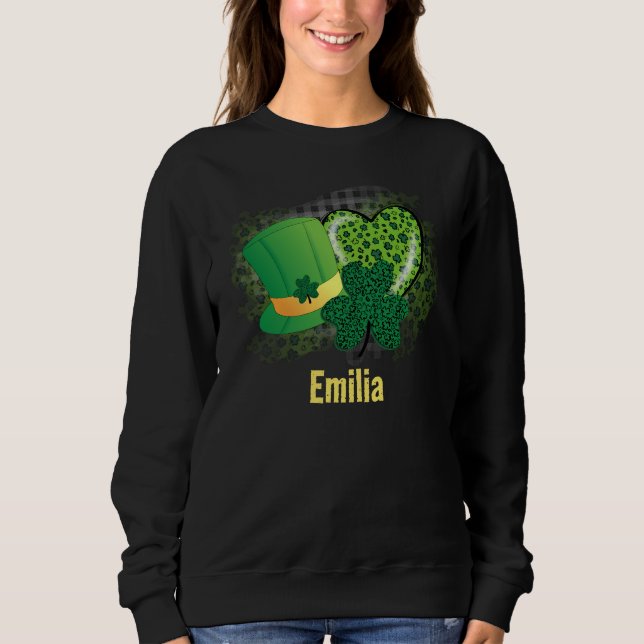 Personlig Namn St patricks day Shamrock Klöver T Shirt (Framsida)