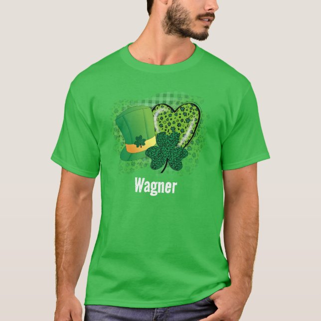 Personlig Namn St patricks day Shamrock Klöver T Shirt (Framsida)