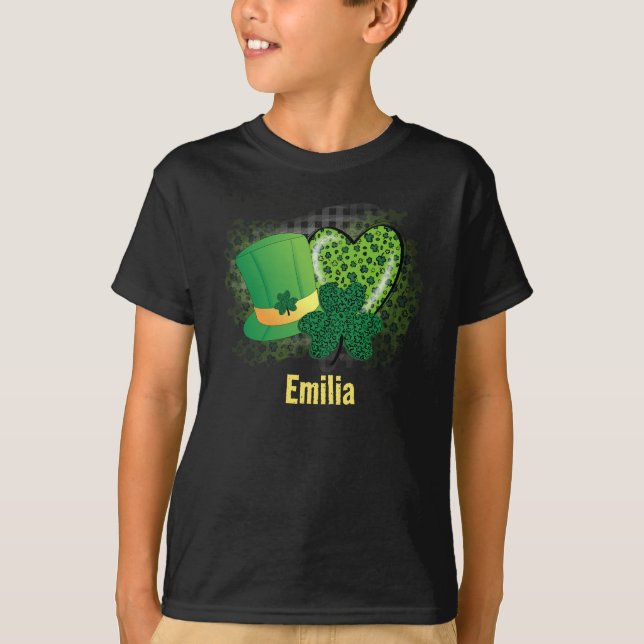 Personlig Namn St patricks day Shamrock Klöver T Shirt (Framsida)