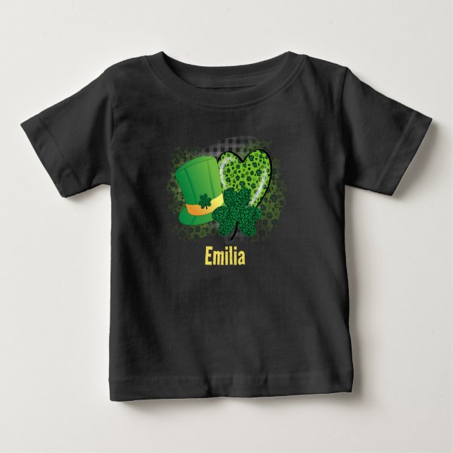 Personlig Namn St patricks day Shamrock Klöver T Shirt (Framsida)