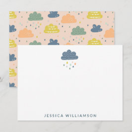 Personlig Namn Stationery Cloud Rining Kids Tack Kort