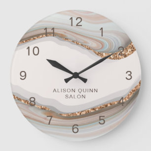 Personlig Namn Stone marble Agate Large Clock Stor Klocka