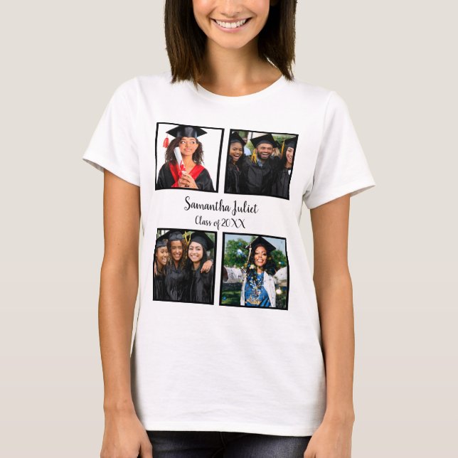 Personlig Namn Student 4 Fotokollage T Shirt (Framsida)