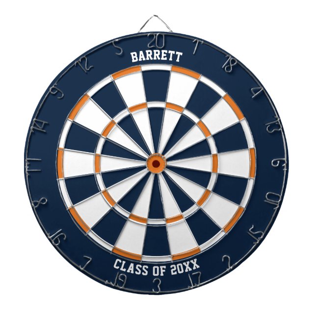 Personlig Namn Studenten Gift | Blått och Orange Darttavla (Framsidan)