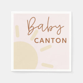 Personlig Namn Sunshine Boho Baby Shower Pappersservett