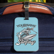 Personlig NAMN Surfer Big Wave Skeleton Surfing