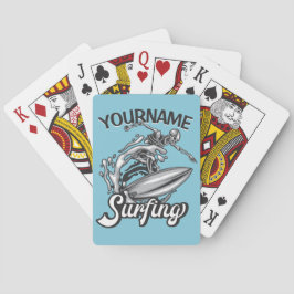 Personlig NAMN Surfer Big Wave Skeleton Surfing Casinokort