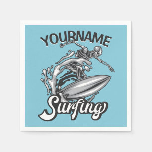Personlig NAMN Surfer Big Wave Skeleton Surfing Pappersservett