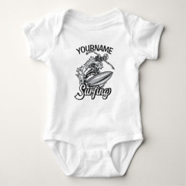 Personlig NAMN Surfer Big Wave Skeleton Surfing T Shirt