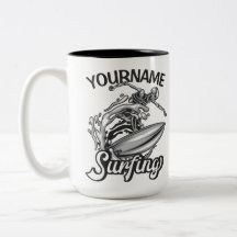 Personlig NAMN Surfer Big Wave Skeleton Surfing