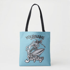 Personlig NAMN Surfer Big Wave Skeleton Surfing Tygkasse