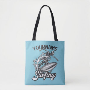 Personlig NAMN Surfer Big Wave Skeleton Surfing Tygkasse