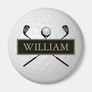 Personlig Namn Svart Och Guld Golfboll Magnet