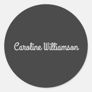 Personlig Namn Svart Vitt Retro Typografi Runt Klistermärke