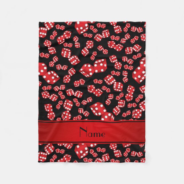 Personlig namn svartdice mönster fleecefilt (Framsidan)