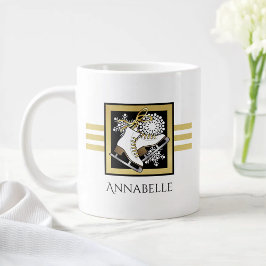 Personlig Namn Svartvit isskal från Guld Jumbo Mugg