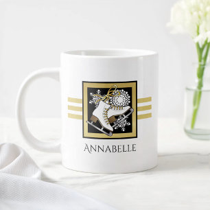 Personlig Namn Svartvit isskal från Guld Jumbo Mugg