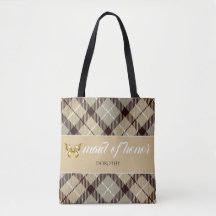 Personlig Namn Tartan Maid of honor Bridesmaid