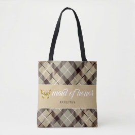 Personlig Namn Tartan Maid of honor Bridesmaid Tygkasse