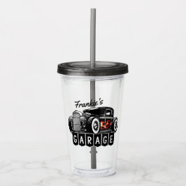Personlig NAMN Tävla Flames Hot rod Garage Take Away Mugg