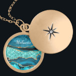 Personlig Namn Teal Blue Guld Marble Necklace Berlockhalsband<br><div class="desc">Personlig Anpassade namntexter Necklaces med Agate Teal Blue Guld Glitter Marble Aqua Turcos Geode Anpassade Gift - Lägg till ditt namn / text - Gör dina Speciella Necklace-presentationer! Ändra storlek och flytta eller ta bort/lägg till text/inslag med Anpassning verktyg ! Välj teckensnitt / storlekt / färg ! Utformad av MIGNED!...</div>
