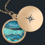 Personlig Namn Teal Blue Guld Marble Necklace Berlockhalsband<br><div class="desc">Personlig Anpassade namntexter Necklaces med Agate Teal Blue Guld Glitter Marble Aqua Turcos Geode Anpassade Gift - Lägg till ditt namn / text - Gör dina Speciella Necklace-presentationer! Ändra storlek och flytta eller ta bort/lägg till text/inslag med Anpassning verktyg ! Välj teckensnitt / storlekt / färg ! Utformad av MIGNED!...</div>