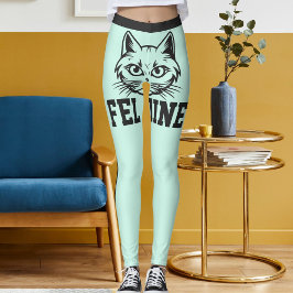 Personlig Namn Teal Grått Rand Cute Cat Pet Leggings