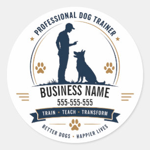 Personlig Namn & Telefon Hundtränare Klistermärke
