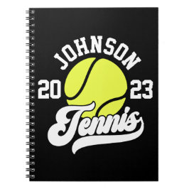Personlig NAMN Tennis Player Racket Boll Court Anteckningsbok