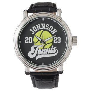Personlig NAMN Tennis Player Racket Boll Court Armbandsur