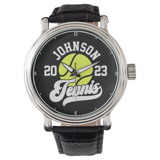 Personlig NAMN Tennis Player Racket Boll Court Armbandsur (Framsida)