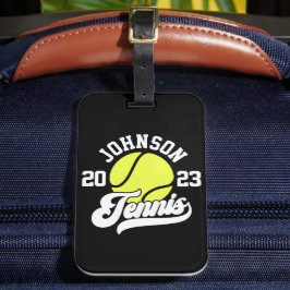 Personlig NAMN Tennis Player Racket Boll Court Bagagebricka
